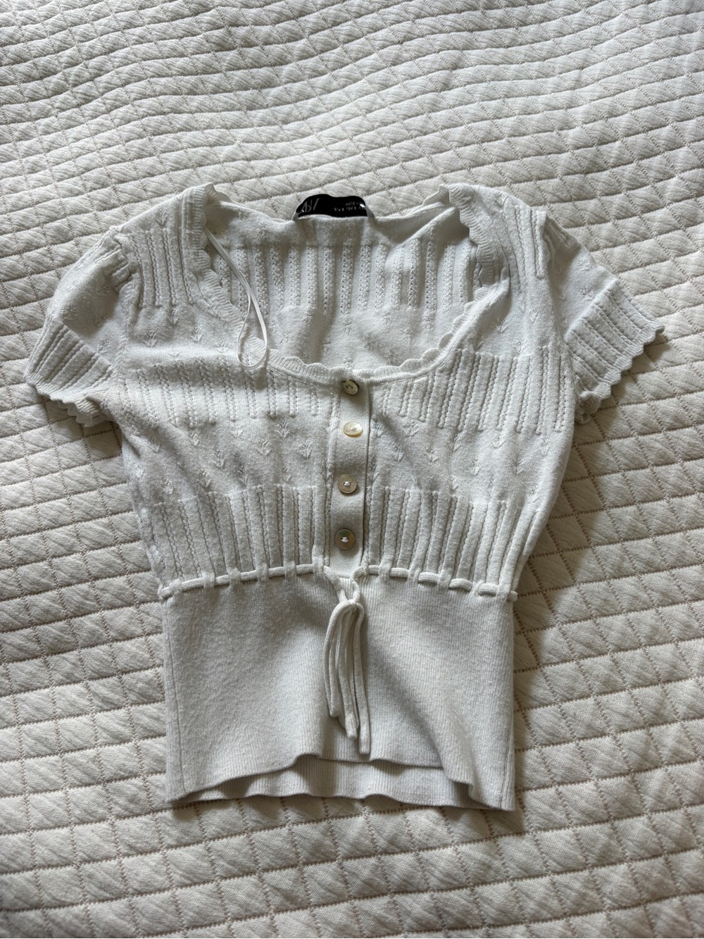 ZARA Short-Sleeve Knit Button-Front Top